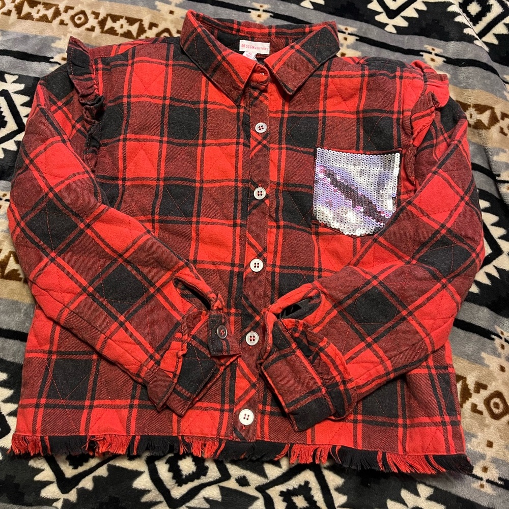 Design History NWT Red & Black Plaid Jacket XL Girls